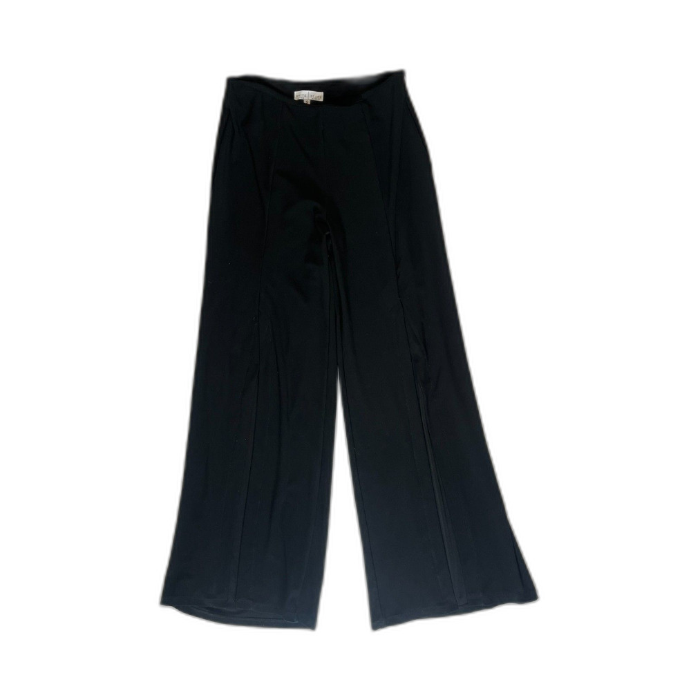 WHBM Pull on Black Front Slit Trouser Wide Pants Party Cocktail S/M Sexy Formal